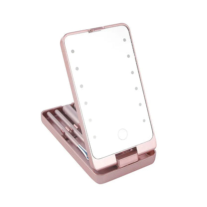 Led Makeup Mirror & Brush Storage Box