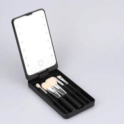 Led Makeup Mirror & Brush Storage Box