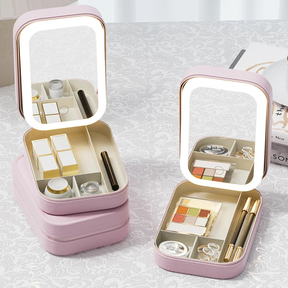 Portable Makeup Storage Box With Led Light