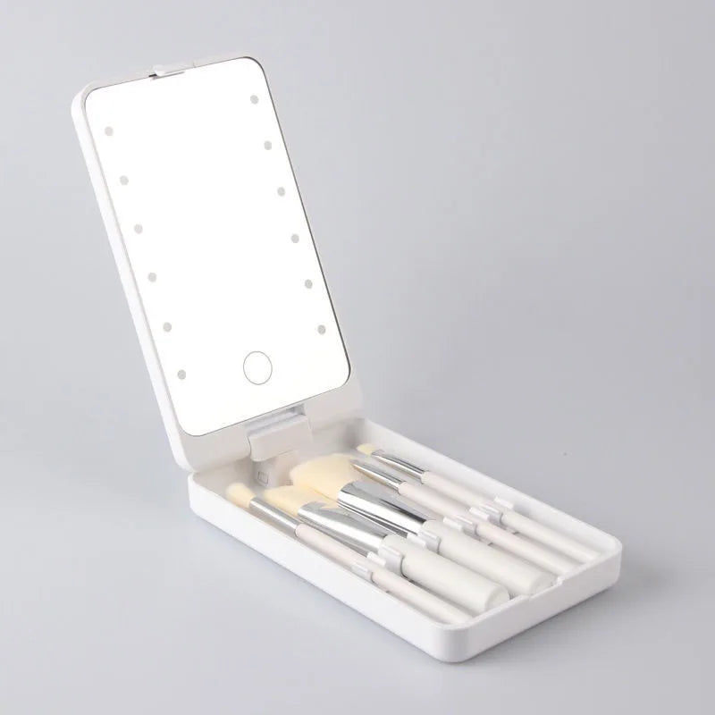 Led Makeup Mirror & Brush Storage Box