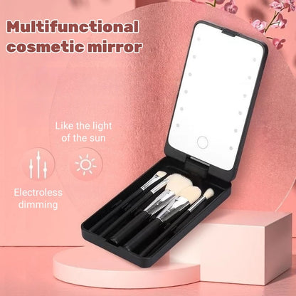 Led Makeup Mirror & Brush Storage Box