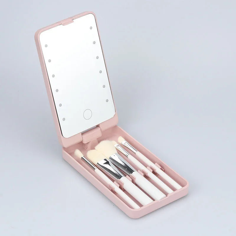 Led Makeup Mirror & Brush Storage Box